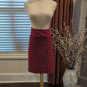 The Limited Red Plaid Pencil Skirt with Black Trim
